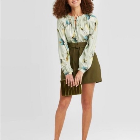 A New Day, NWT/ Mint Floral, long sleeve blouse, L - Picture 3 of 13